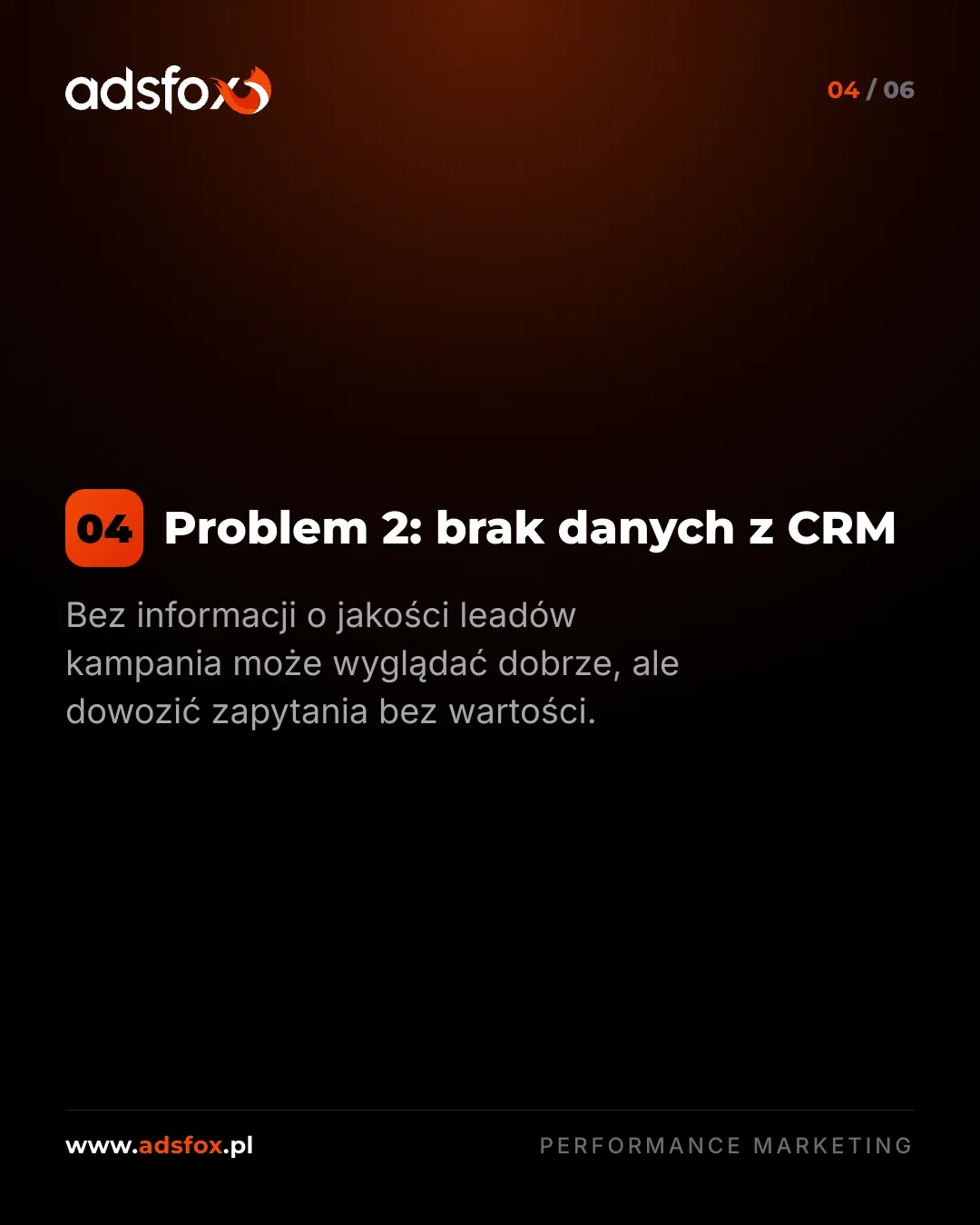 Slajd pokazujący, że brak danych z CRM utrudnia ocenę jakości leadów w Google Ads
