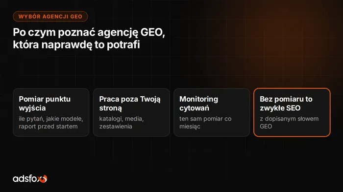 Okładka: Jak wybrać agencję GEO: kryteria, pytania i czerwone flagi