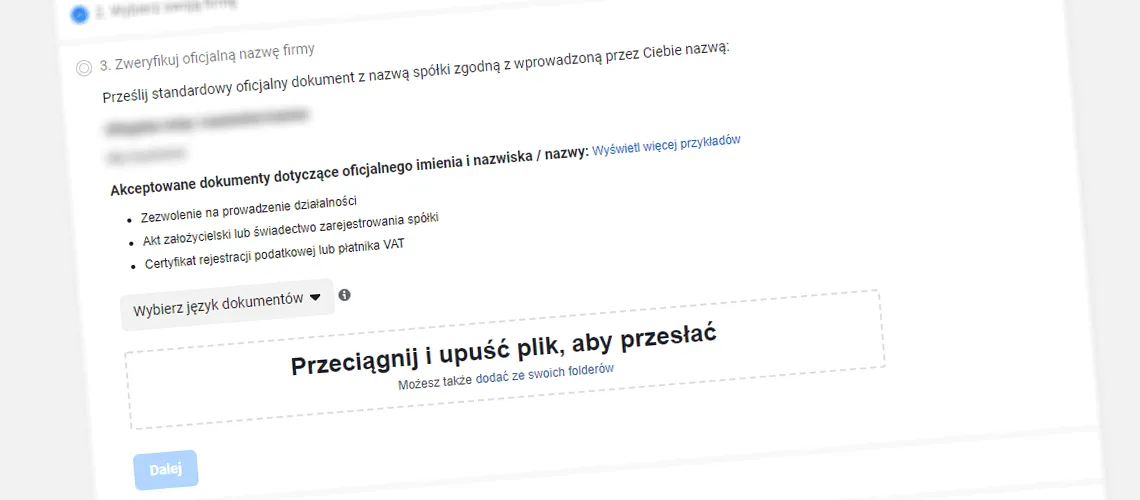 Cover for Dokumenty potrzebne do weryfikacji firmy na Facebooku