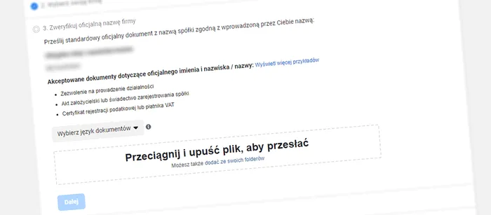 Okładka: Dokumenty potrzebne do weryfikacji firmy na Facebooku